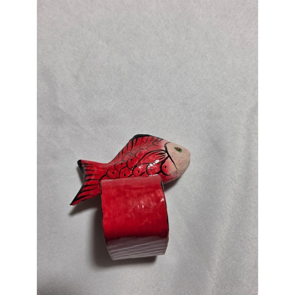 8pc Hand Painted Wooden Fish‎ Napkin Holders Tropical Coastal Beach Table Decor